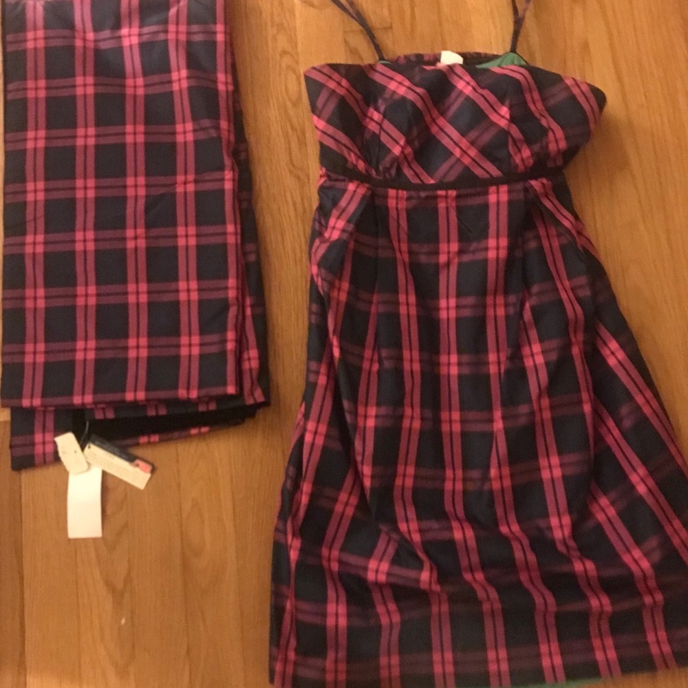 Vineyard vines taffeta tartan dress and wrap